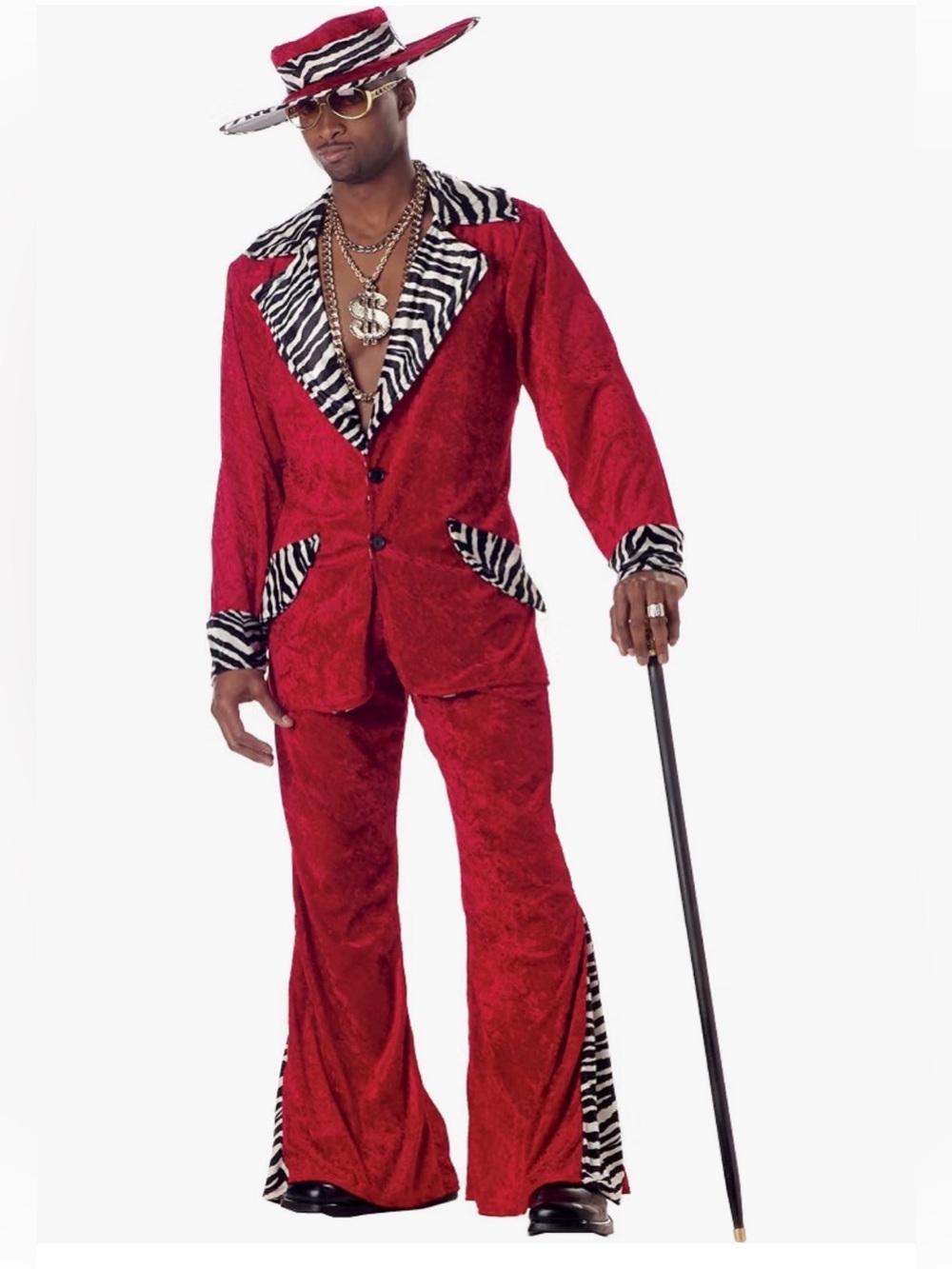 Pimp Red Men Costume, Men Size XL, Soft crushed velvet feels like pajamas